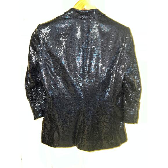 Michael Jackson Bille Jean Type BLAZER Sz Small Calvin Klein Black Sequin Jacket - Picture 3 of 9